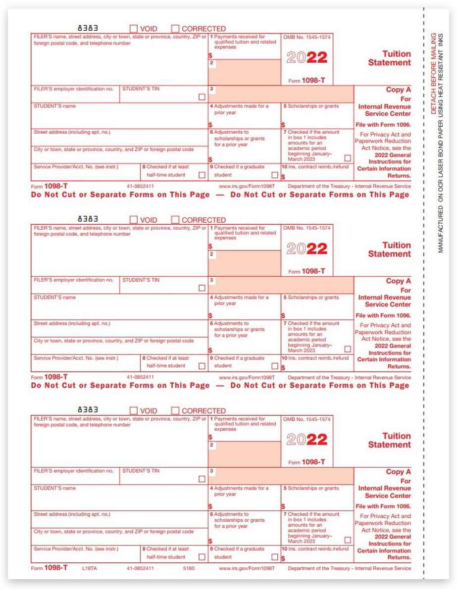 1098T Tax Forms For 2022 Tuition Statement DiscountTaxForms