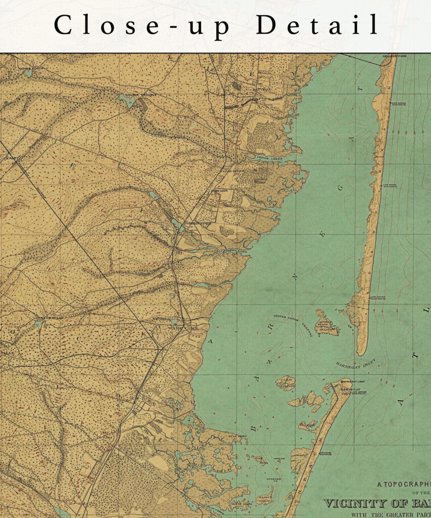 1888 Barnegat Bay Map Print Vintage Map Art Antique Map Old Map 