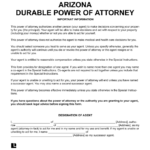 Arizona Durable Power Of Attorney Form PDF Word