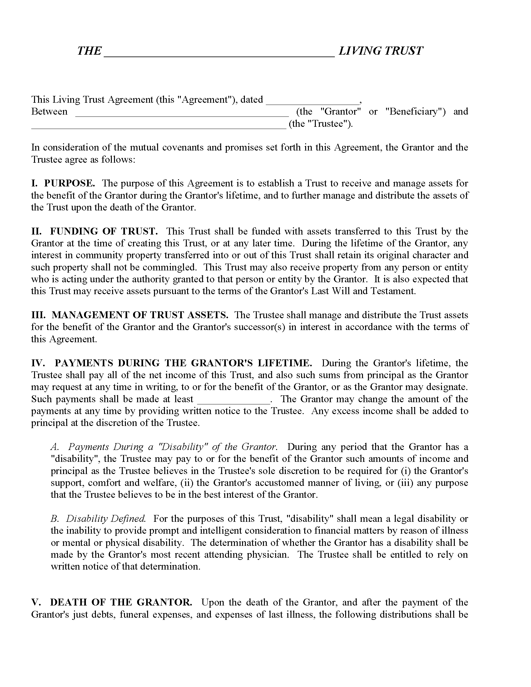 California Declaration Of Trust Form Free Printable Legal Forms