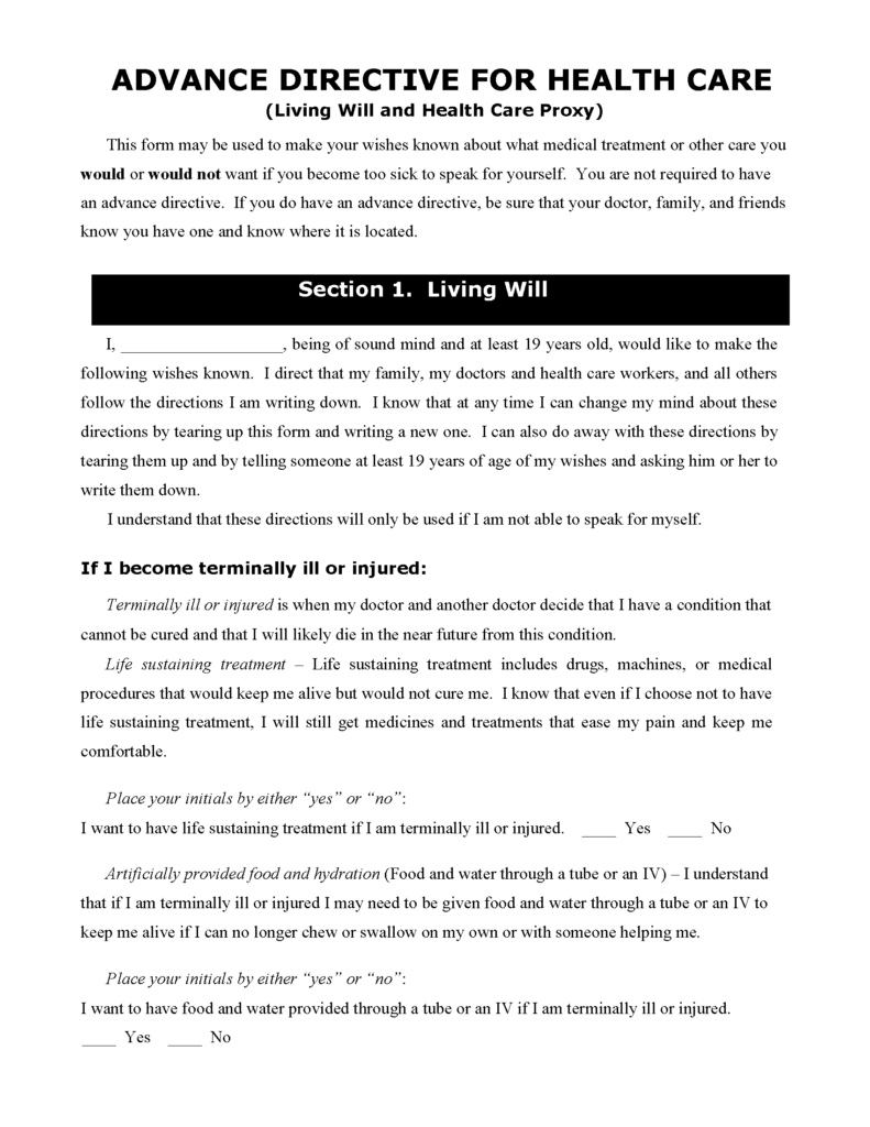 California Living Will Form Fillable PDF Free Printable Legal Forms