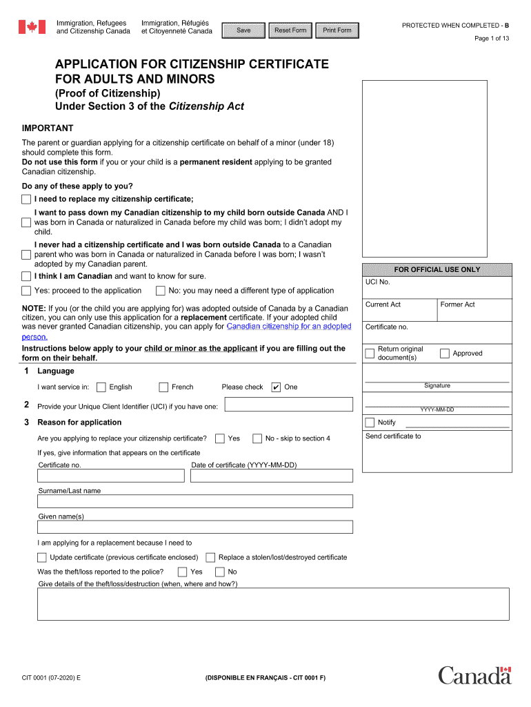 Canada CIT 0001 E 2020 2022 Fill And Sign Printable Template Online