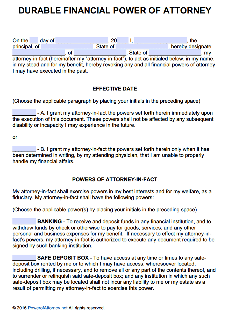 Durable Power Of Attorney Forms PDF Templates Power Of Attorney 