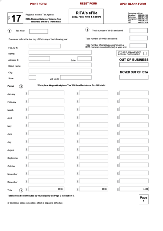 Fillable Form 17 Rita Printable Pdf Download