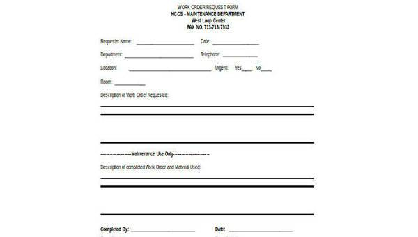 FREE 7 Sample Construction Work Order Forms In PDF MS Word