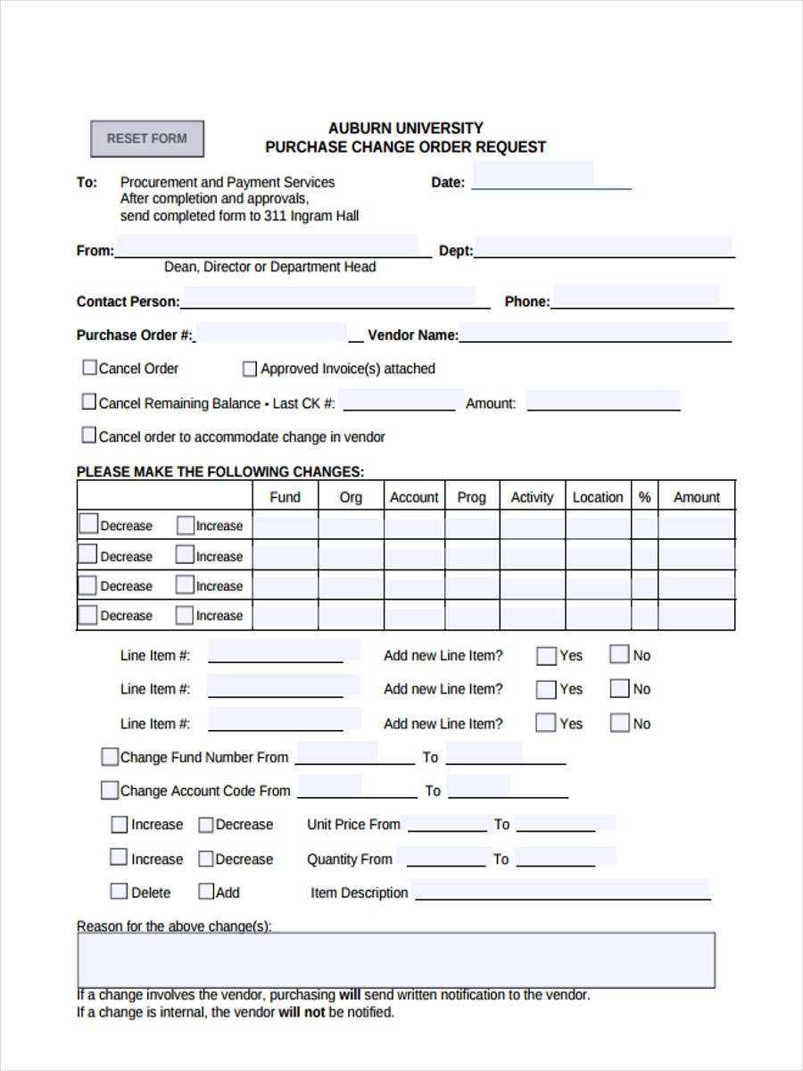 FREE 9 Change Order Request Forms In PDF Excel