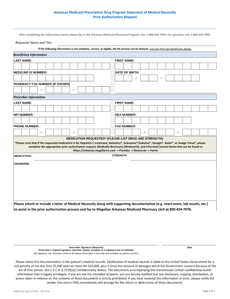 Free Arkansas Medicaid Prior Rx Authorization Form PDF EForms