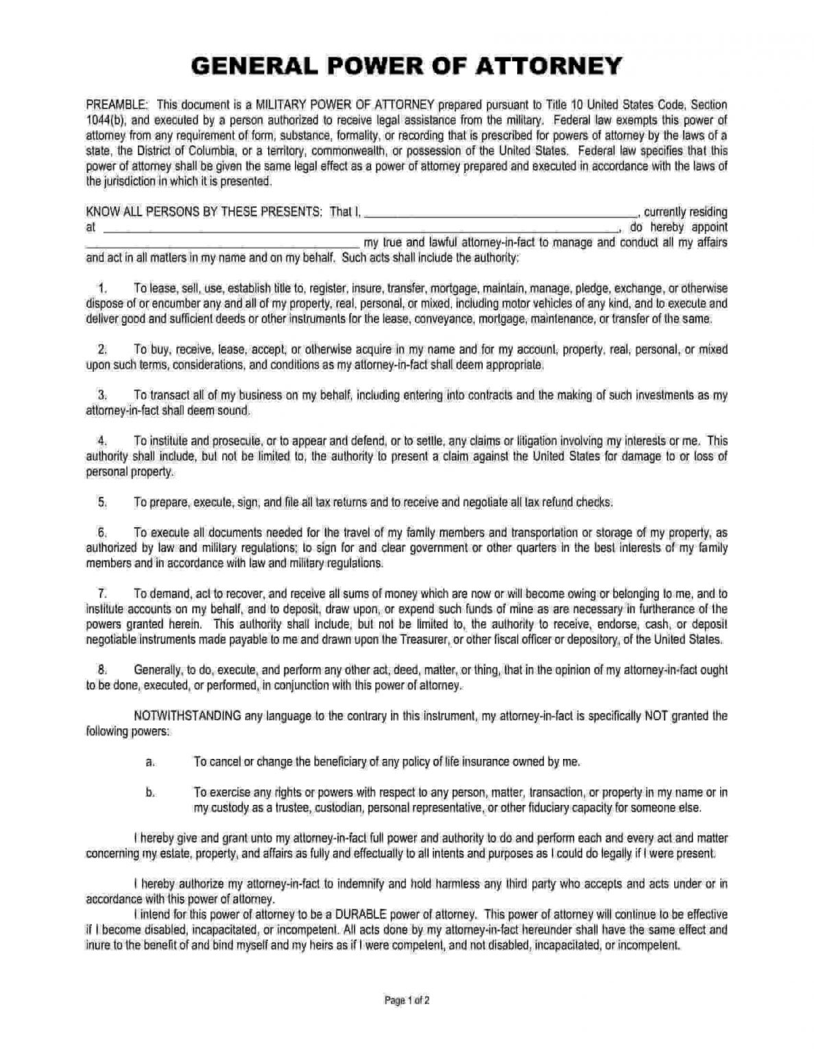 Free Fillable General Power Of Attorney Form PDF Templates