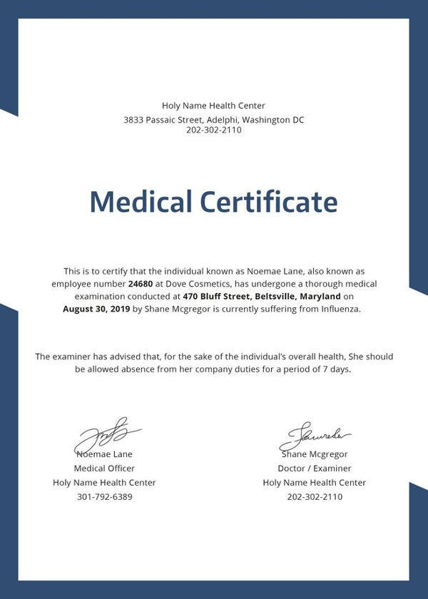 Free Hospital Medical Certificate Template 8 Free Word PDF PSD EPS 