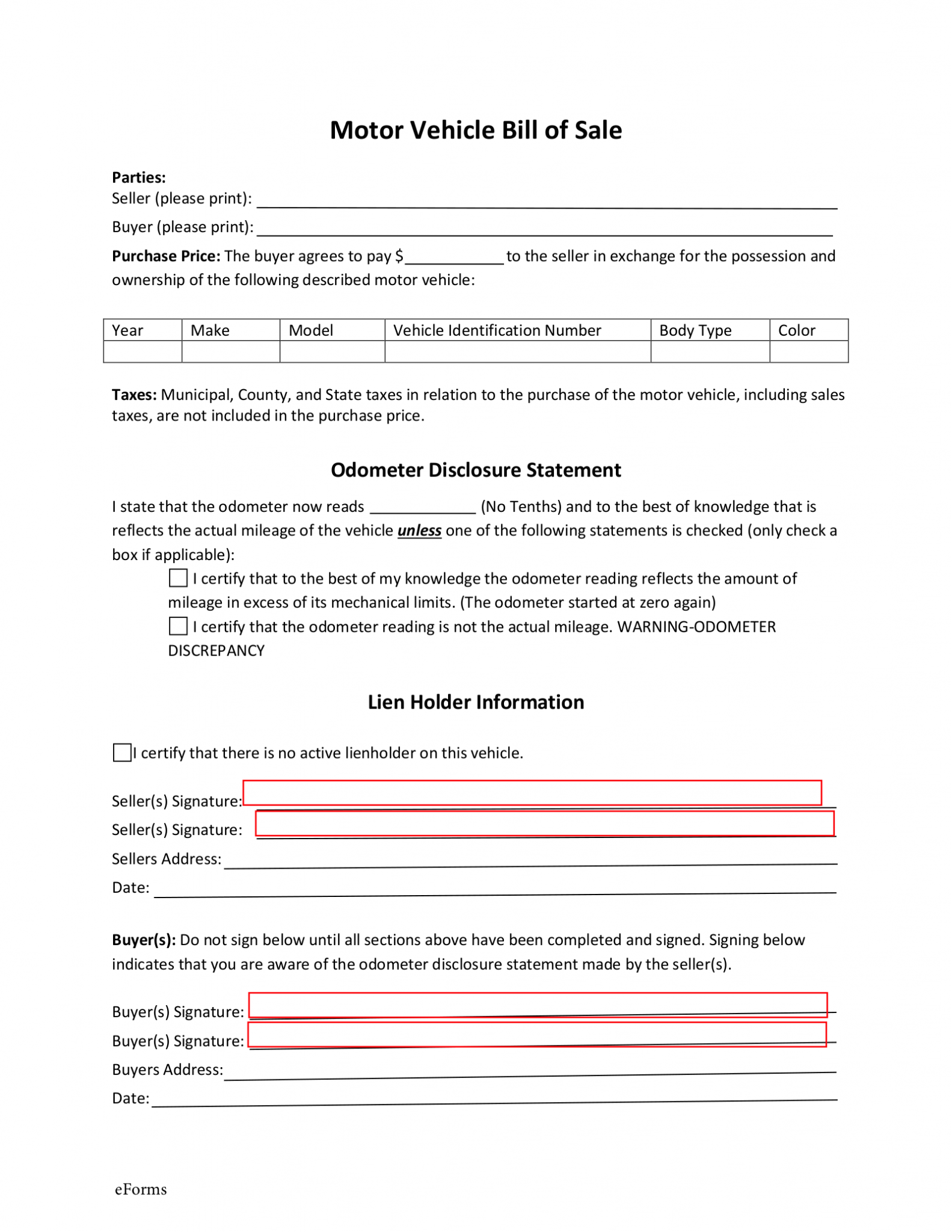 Free Maine Bill Of Sale Forms PDF EForms