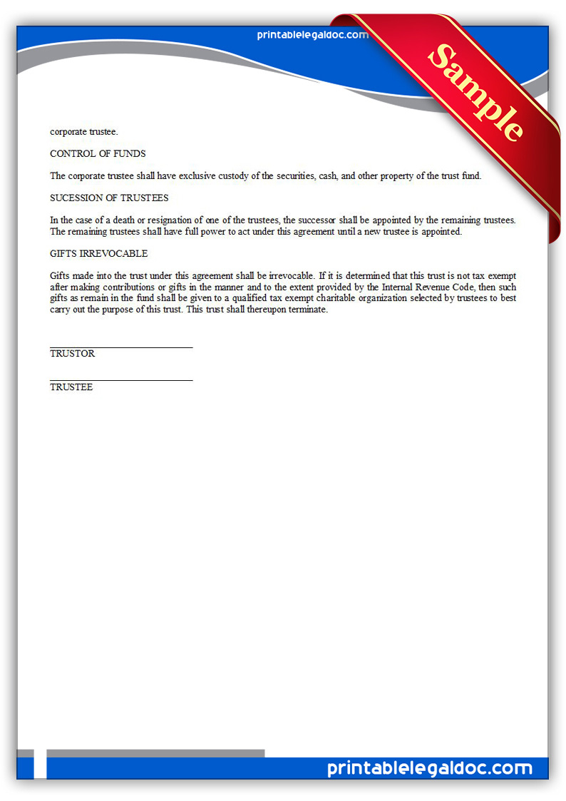 Free Printable Charitable Trust Form GENERIC