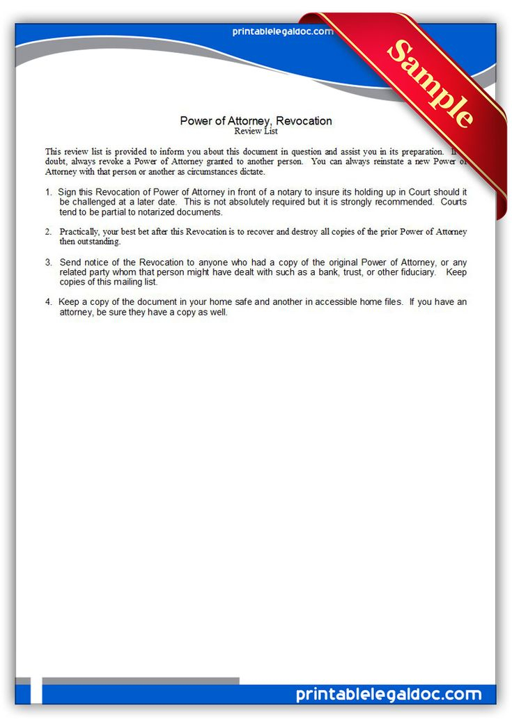 Free Printable Power Of Attorney Revocation Legal Forms Legal Forms