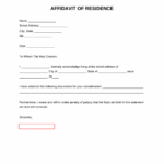 Free Proof Of Residency Letter Affidavit Of Residence PDF Word