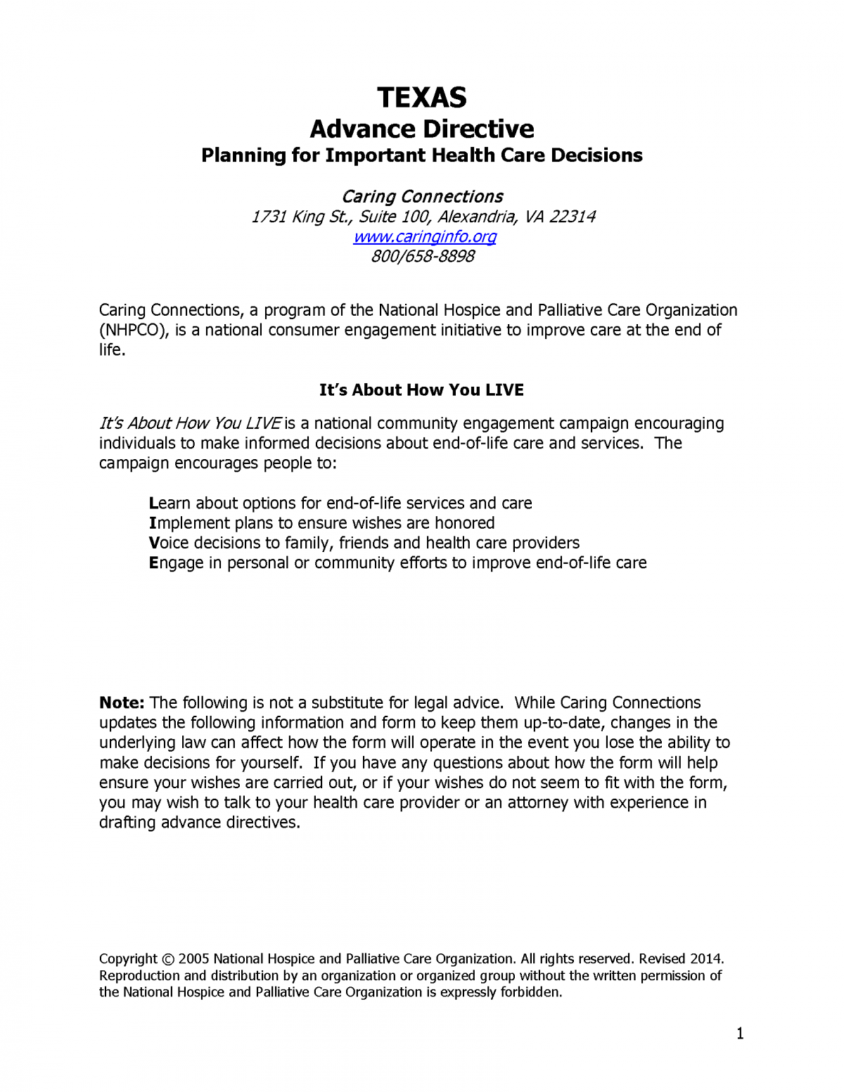 Free Texas Advance Directive Form Medical POA Living Will PDF