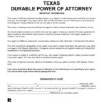 Free Texas Durable Power Of Attorney Form PDF Word