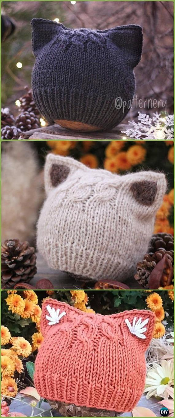 Kitty Cat Hat Knitting Patterns Size Baby To Adult Free