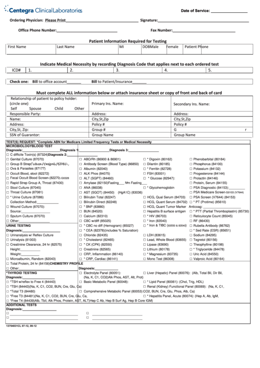 Lab Requisition Form Printable Pdf Download