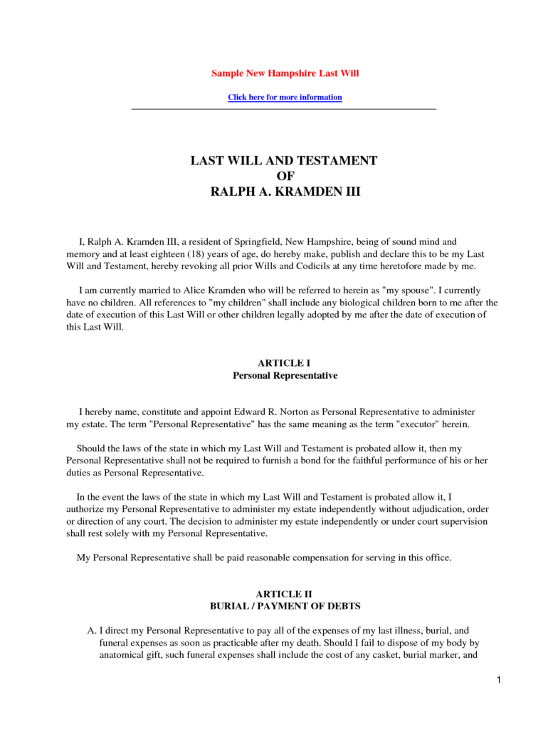Last Will And Testament Templates Free Printable Documents