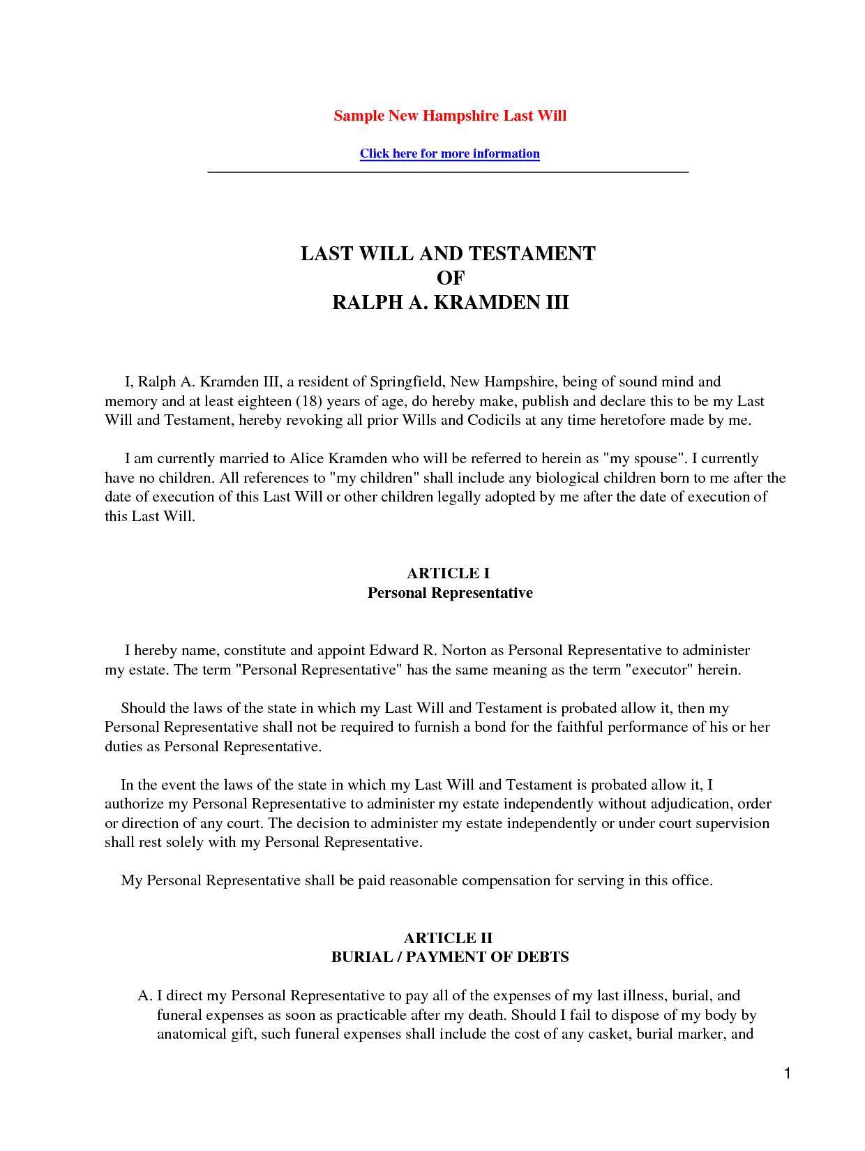 Last Will And Testament Templates Free Printable Documents