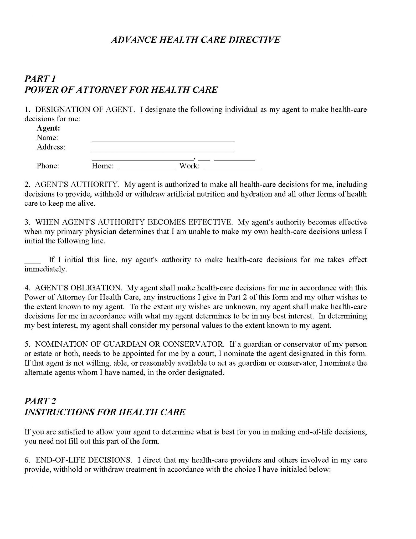 Medical Power Of Attorney Word Free Printable Legal Forms