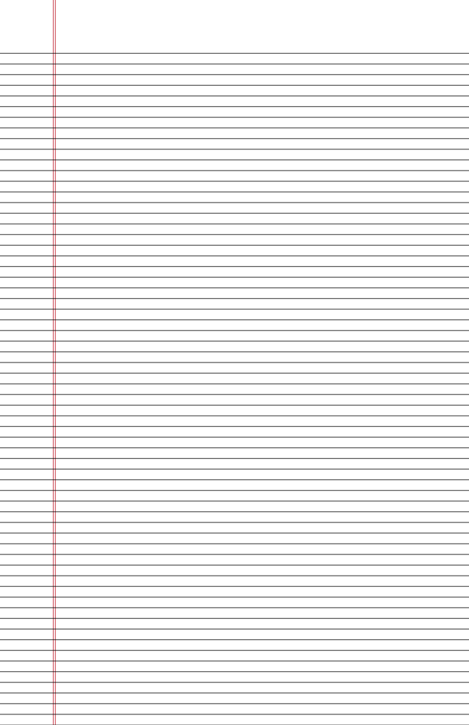 Narrow Ruled Lined Paper On Ledger Sized Paper In Portrait Orientation 