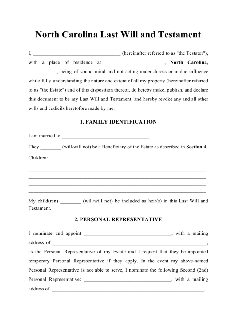 Florida Free Printable Last Will And Testament Blank Forms
