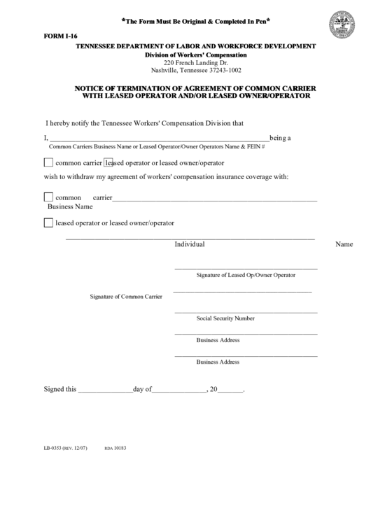 Notice Of Termination Of Agreement Of Common Carrier Printable Pdf Download