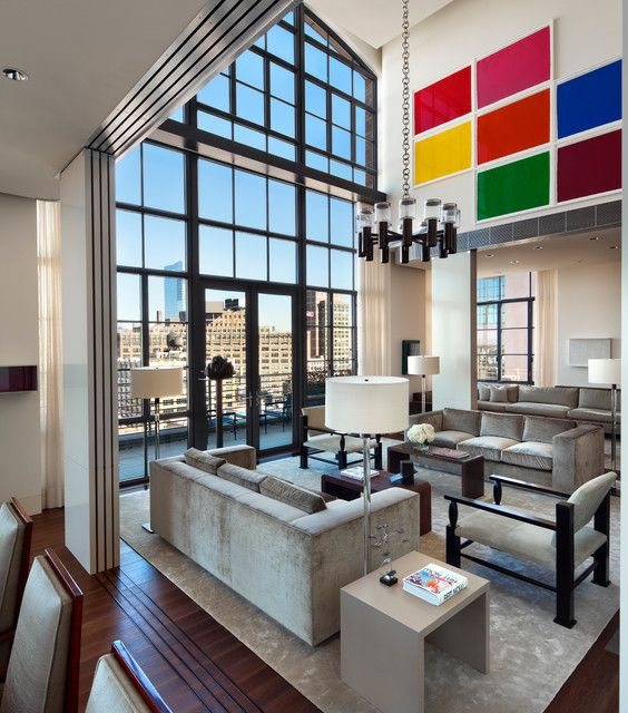 Rectilinear Shape form Living Room New York Interior Design Loft Style