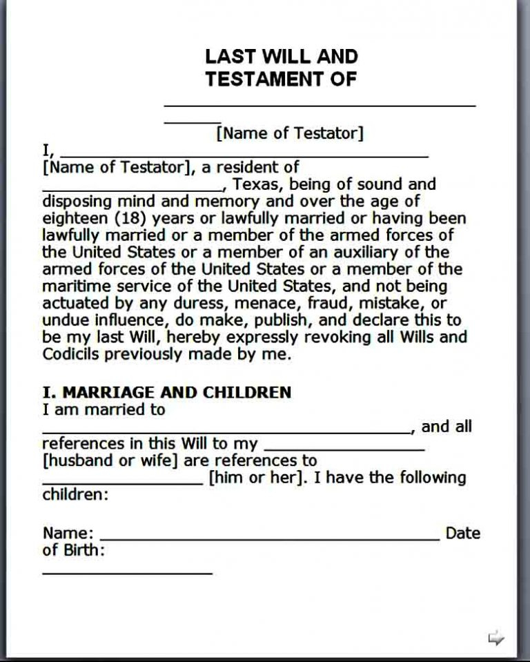 Sample Last Will And Testament Forms Mous Syusa