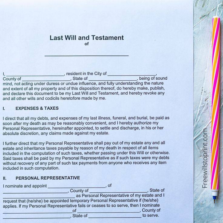 Sample Legal Will FreeWillsToPrint Estate Planning Checklist