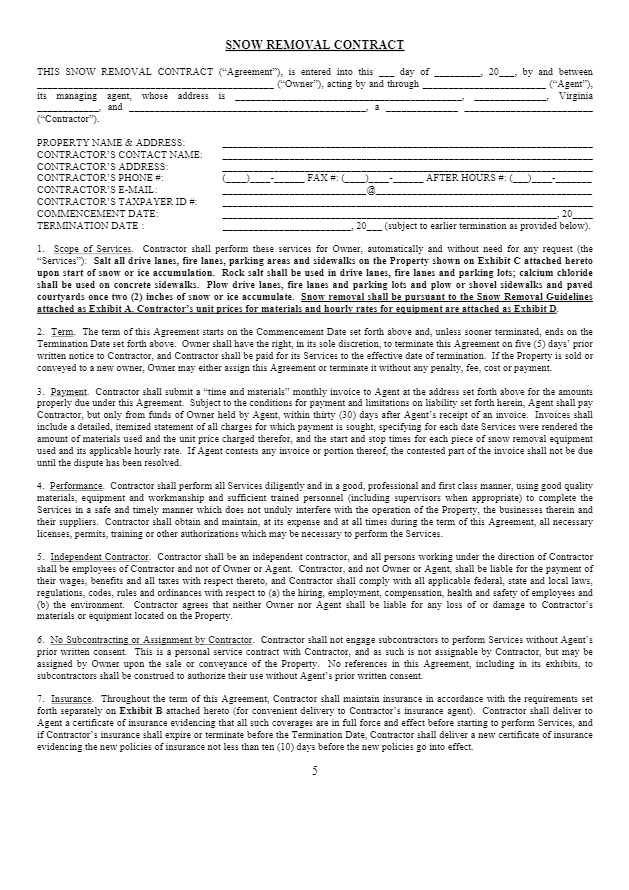 Snow Removal Contract Template Free Sample CocoSign