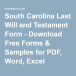 South Carolina Last Will And Testament Form Download Free Forms