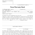 Texas Warranty Deed Form Download Printable PDF Templateroller